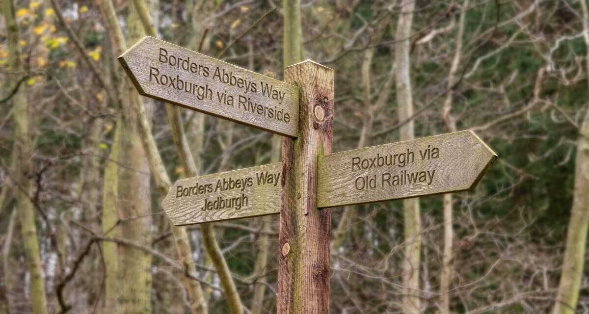 Borders Abbey Way pilgrimage sign photo Image of trail sign on Borders Abbeys Way