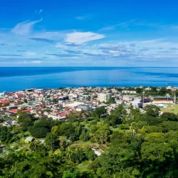 Dominica colorful cottages coastal town