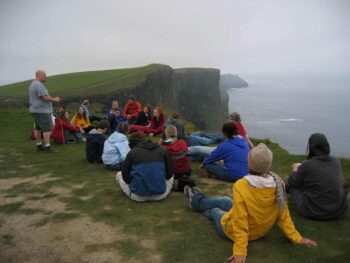 Shawn Small tells a story to teens on the Cliffs for Wonder Voyage blog about cultural immersion travel