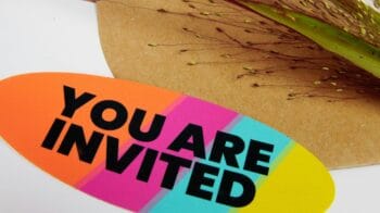 sticker that says "You are invited"