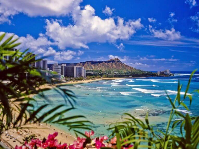 Waikiki beach and diamond head Oahu Hawaii