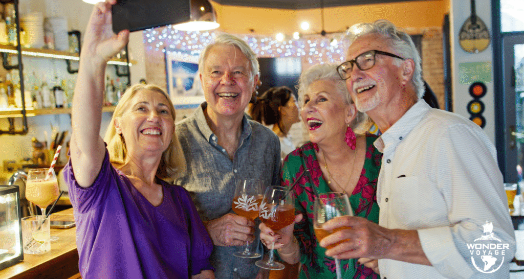 cover photo of adults taking selfie for blog post about fall adult pilgrimages