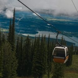 Gondola heading down the mountain.