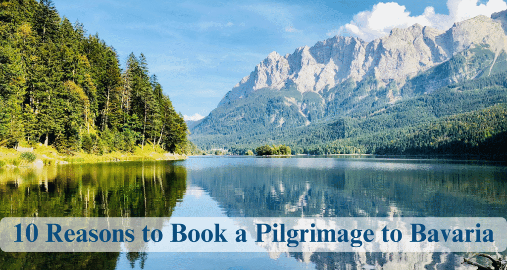 image of water and mountains for Wonder Voyage blog post about a pilgrimage to Bavaria