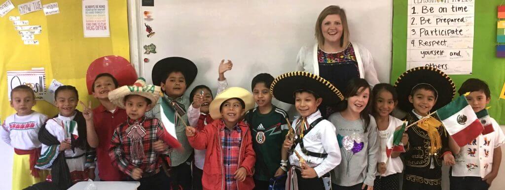 Kelly and her students.