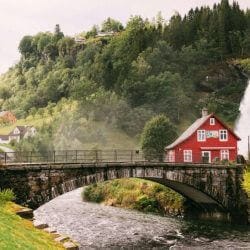 Bridge and waterfall in Norway. Bridge and waterfall in Norway.