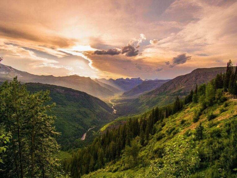 River cutting through the mountains in Montana.