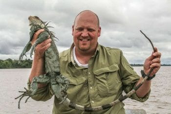 Finding Wonder Everyday: Amazon Adventure Part 1 Shawn Small holding an iguana.